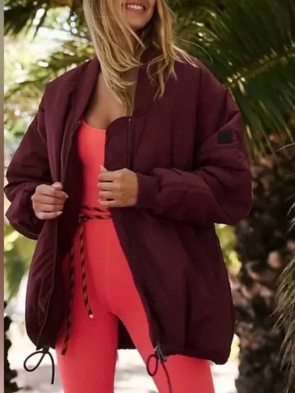 Free People | Oversized Bomber Jacket in Burgundy size Small